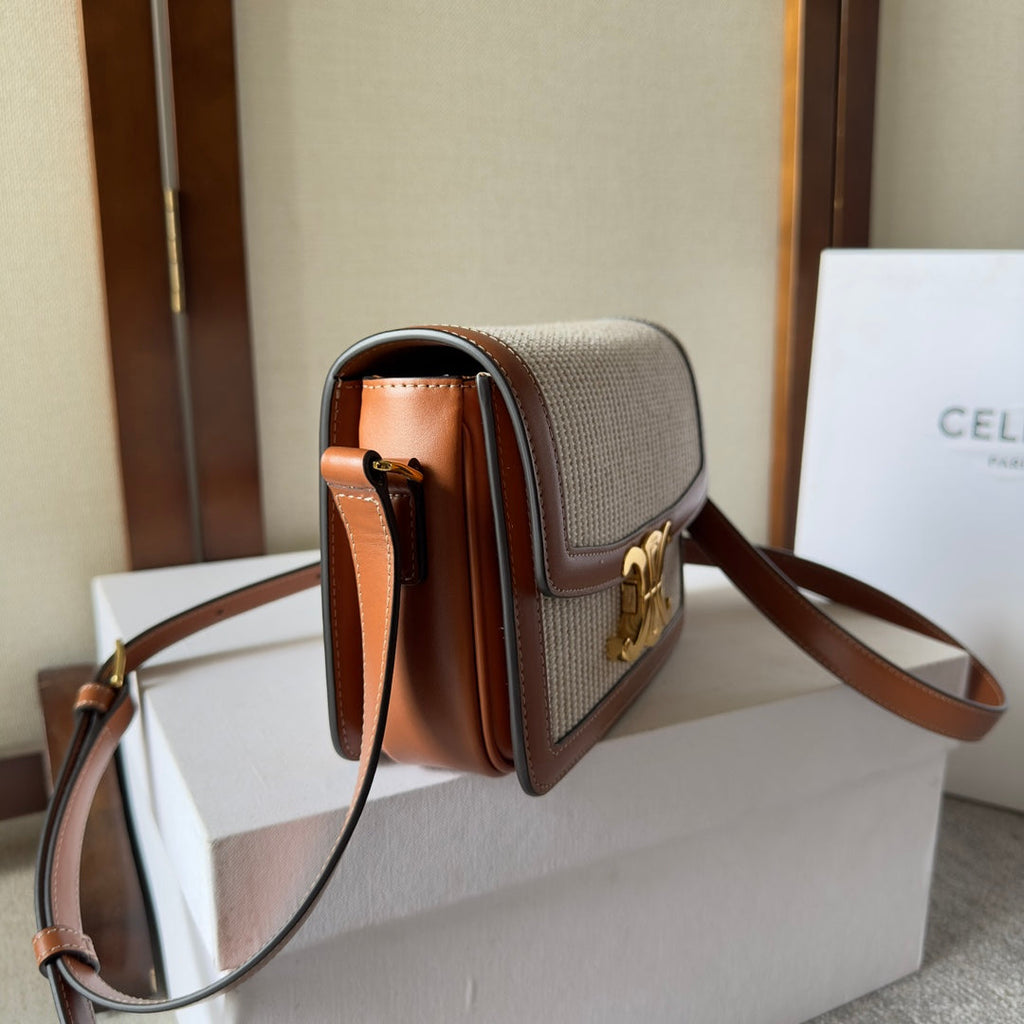 Triomphe Jacquard Canvas Small Shoulder Bag