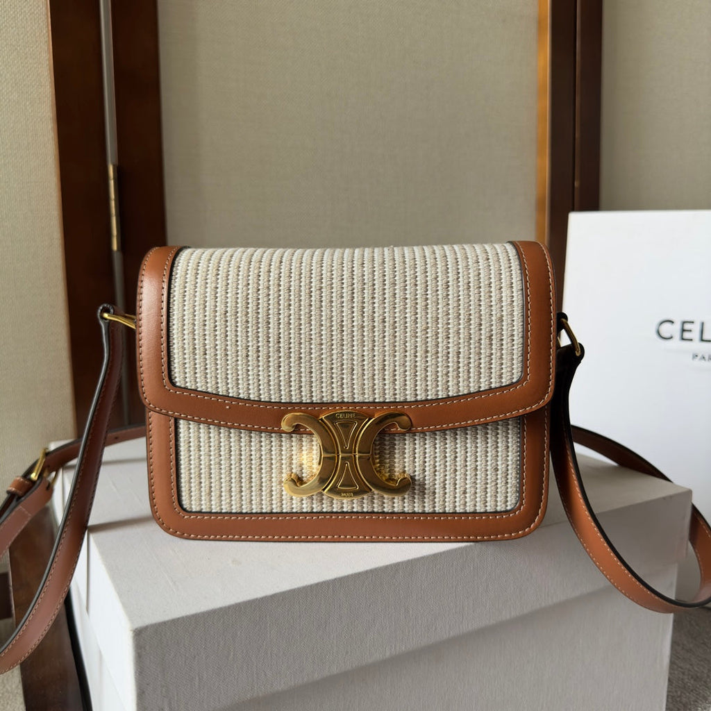 Triomphe Jacquard Canvas Small Shoulder Bag
