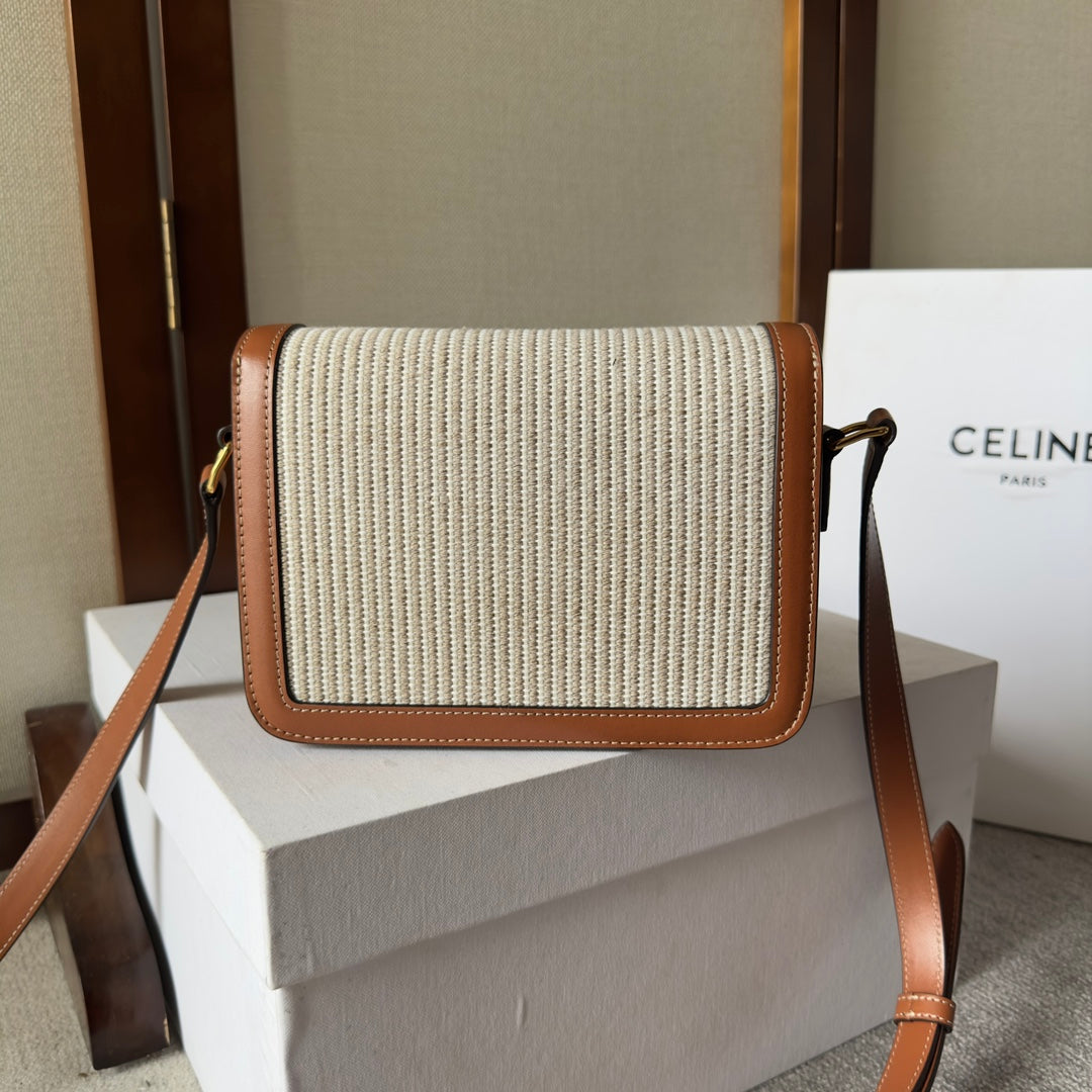 Triomphe Jacquard Canvas Small Shoulder Bag