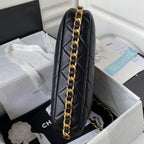Quilted Lambskin Shoulder Bag with Gold Chain
