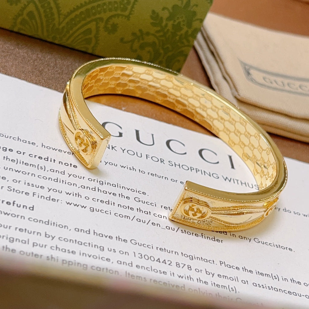 Vintage Gold Engraved Cuff Bracelet