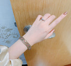 Antique Floral Cuff Bracelet with Pink Gemstone Detailing