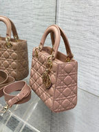 Lady Quilted Leather Top Handle Bag