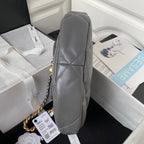 Quilted Half-Moon Lambskin Shoulder Bag