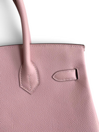 SWORD LUXURY pembe Epsom deri Hermès Birkin 30 çanta detaylı dokusu ve el işçiliği ile