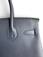 SWORD LUXURY lacivert Epsom deri Birkin 30 çanta, detaylı el işçiliği ve dokulu yüzeyi ile.