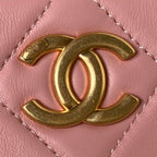 Quilted Lambskin Shoulder Bag with Gold Chain