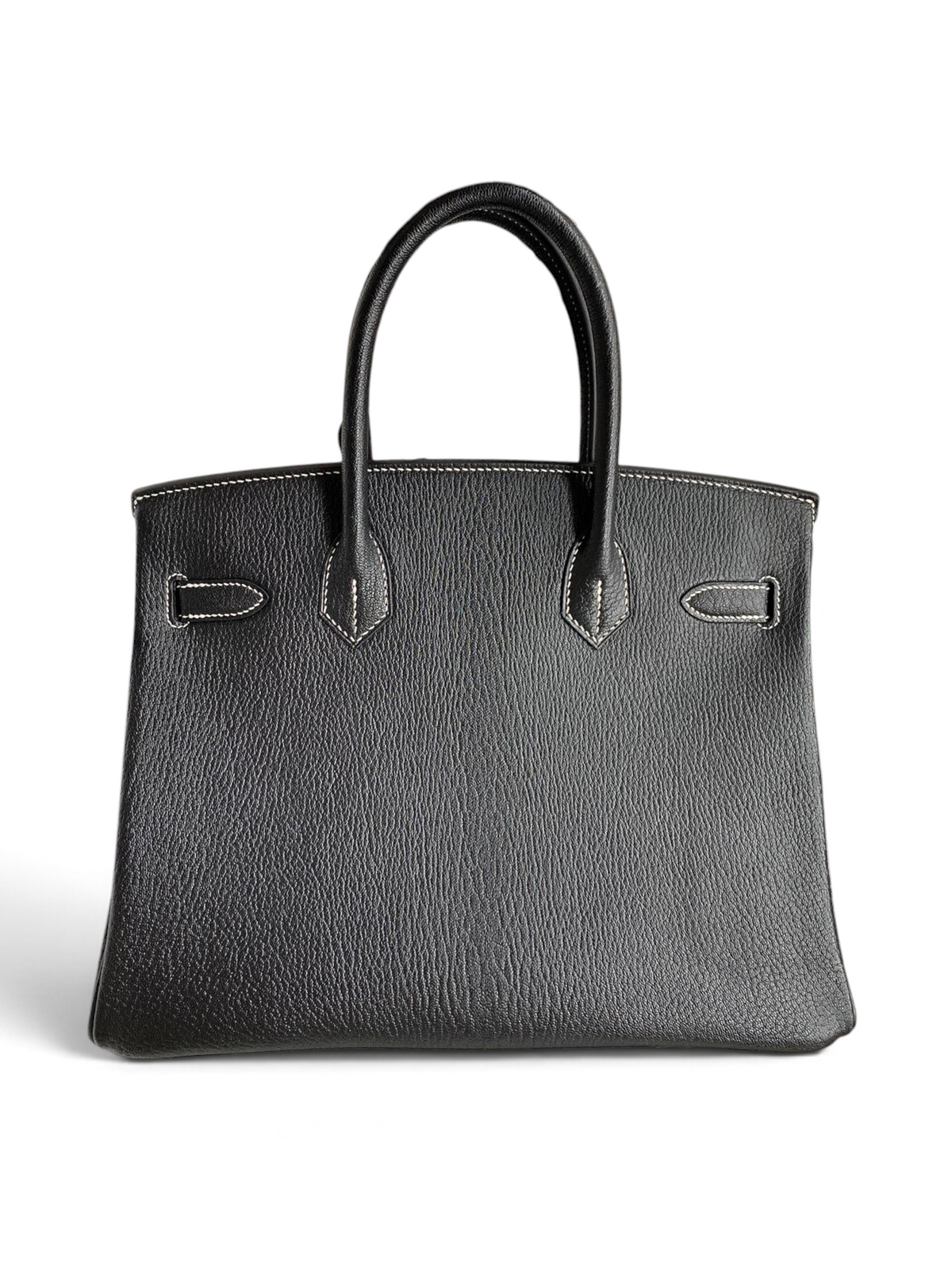 SWORD LUXURY siyah Togo deri Hermès Birkin 30 çanta, paladyum donanım ve beyaz dikiş detaylı kutusunda