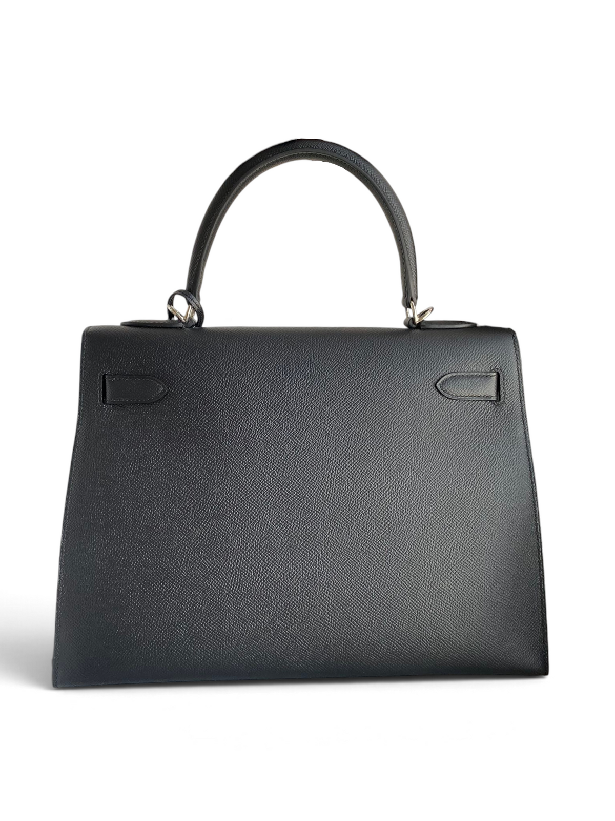 SWORD LUXURY marka siyah Epsom deri Hermès Kelly 32cm çanta, kutu içinde omuz askısı ile birlikte.