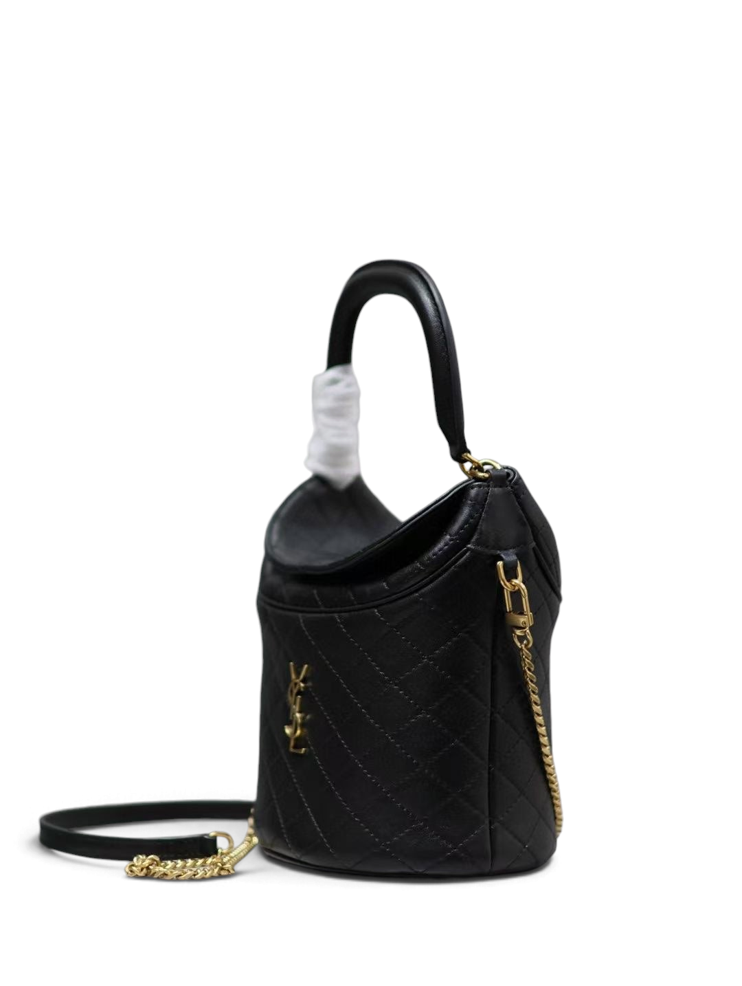 Saint Laurent Gaby Bucket Bag in Black Quilted calfskin Leather - Detail View 4