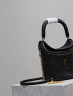 Saint Laurent Gaby Bucket Bag in Black Quilted calfskin Leather - Detail View 3