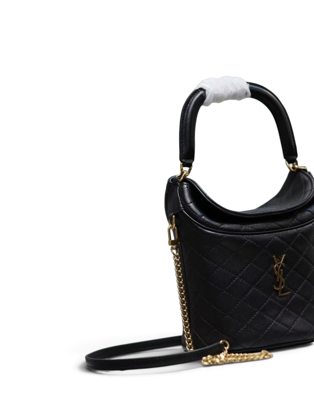 Saint Laurent Gaby Bucket Bag in Black Quilted calfskin Leather - Detail View 3
