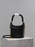 Saint Laurent Gaby Bucket Bag in Black Quilted calfskin Leather - Front View