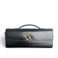 Crocodile-Embossed Long Clutch Bag - View 1