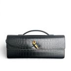 Crocodile-Embossed Long Clutch Bag - View 1