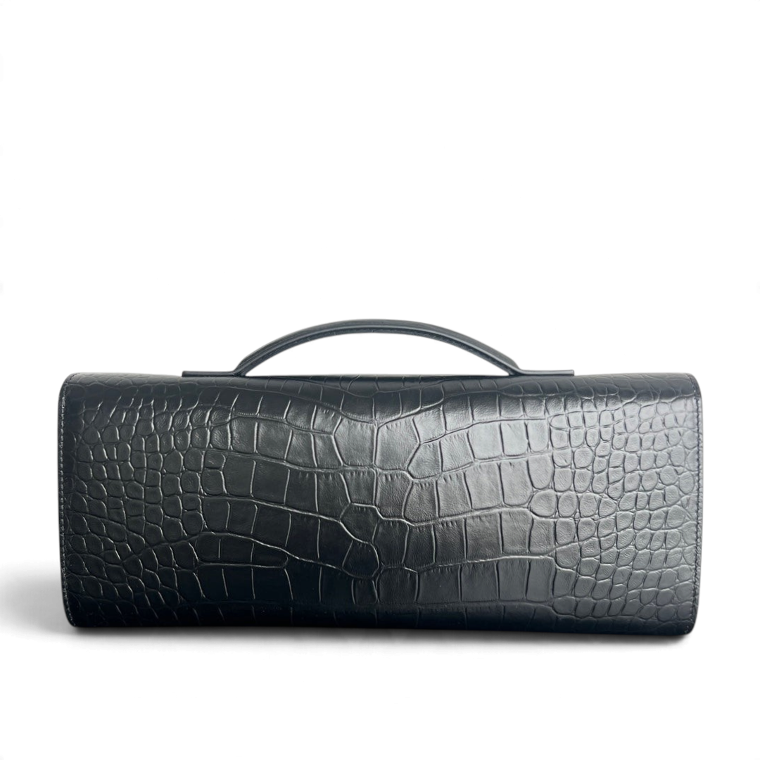 Crocodile-Embossed Long Clutch Bag - View 2