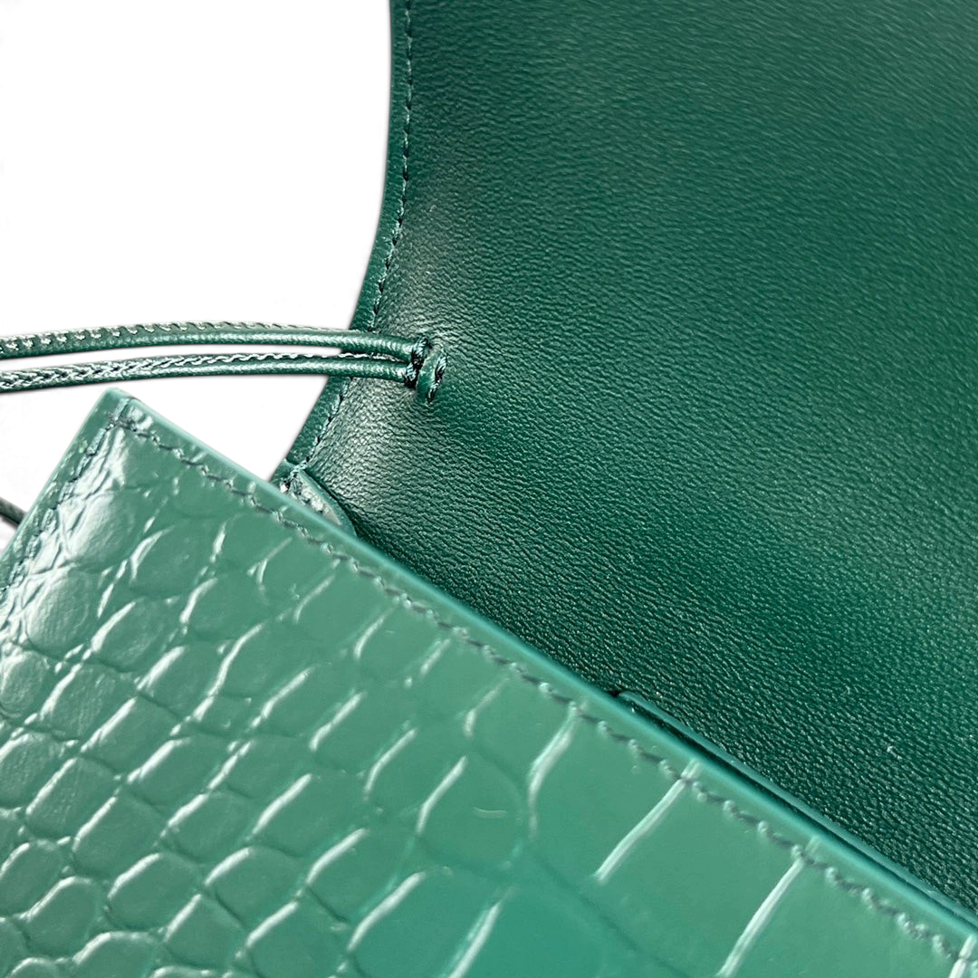 Crocodile-Embossed Long Clutch Bag - View 5