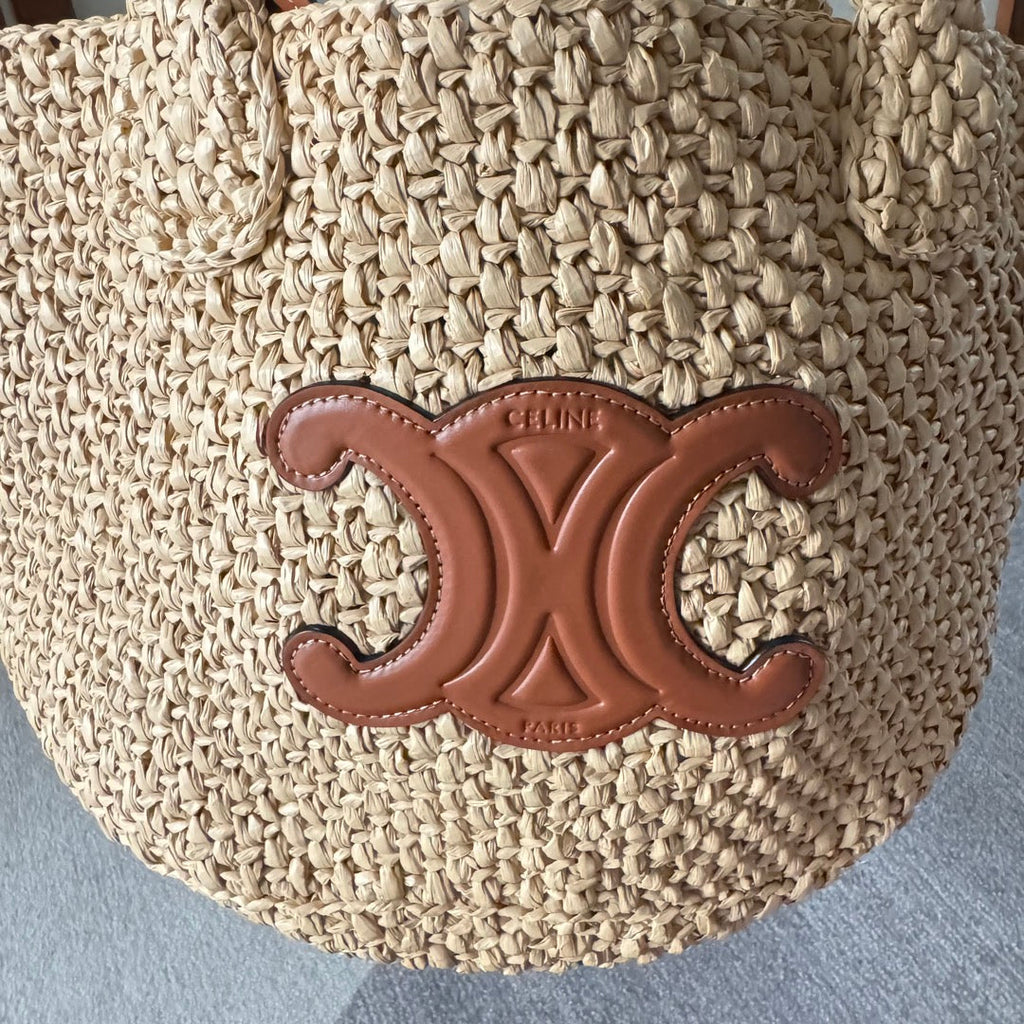 Triomphe Straw Bucket Bag