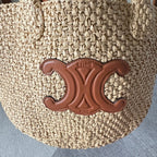 Triomphe Straw Bucket Bag