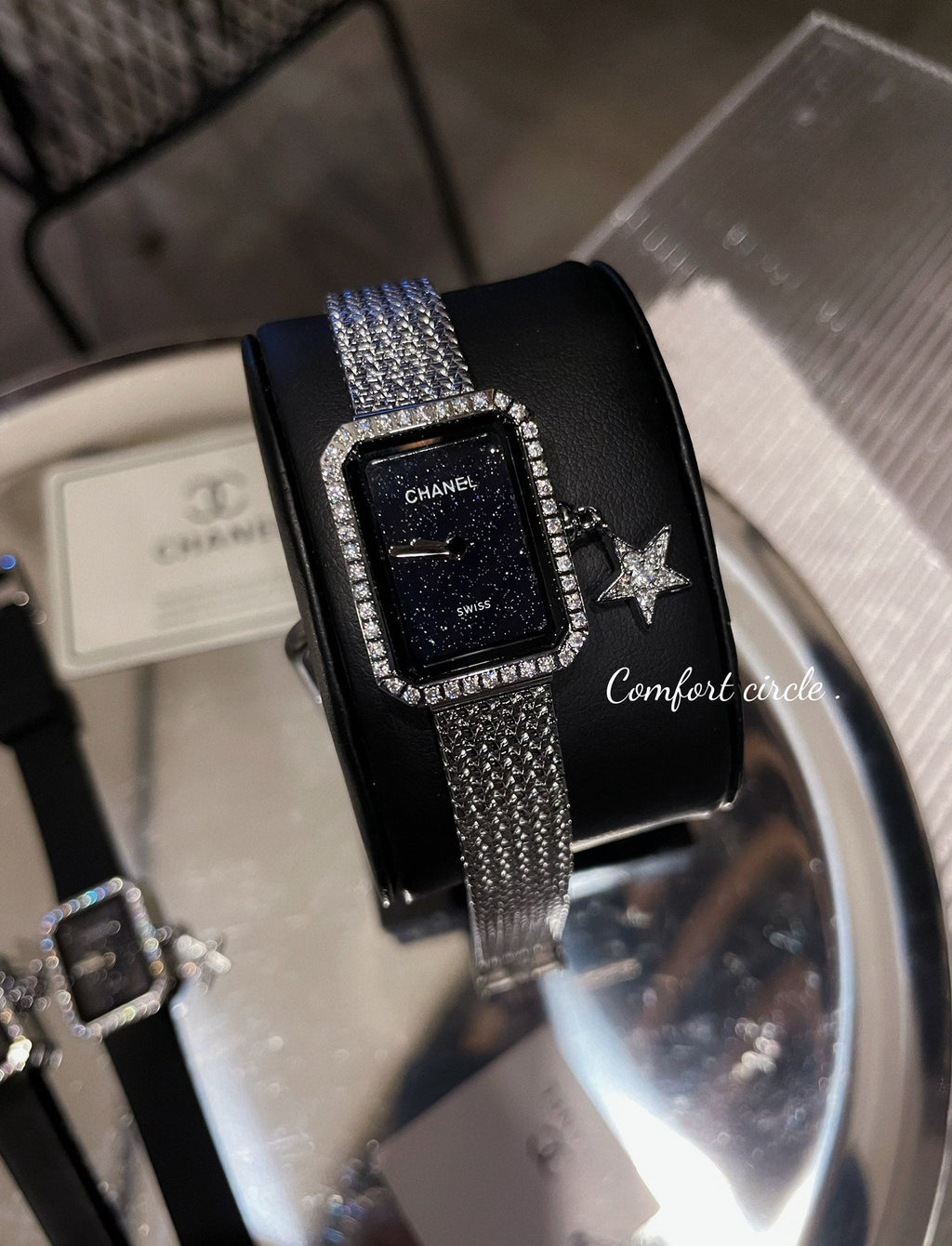 Midnight Sparkle Watch with Crystal Bezel & Star Charm