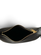SWORD LUXURY Heloïse Triomphe küçük siyah deri omuz çantası, altın fermuar detaylı ve marka kutusu ile birlikte.