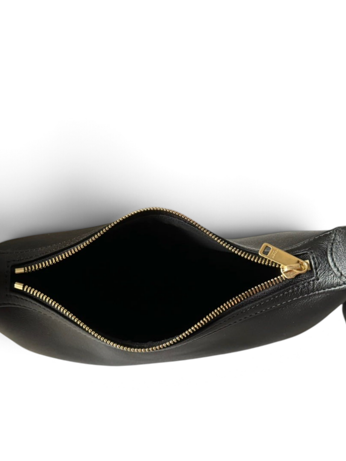 SWORD LUXURY Heloïse Triomphe küçük siyah deri omuz çantası, altın fermuar detaylı ve marka kutusu ile birlikte.