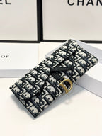 Oblique Canvas Long Wallet – Black & Beige
