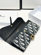 Oblique Canvas Long Wallet – Black & Beige