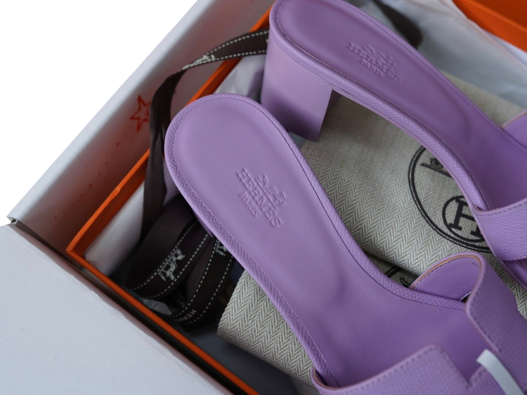 Oasis Epsom Calfskin Heeled Sandals - Lavender - View 2