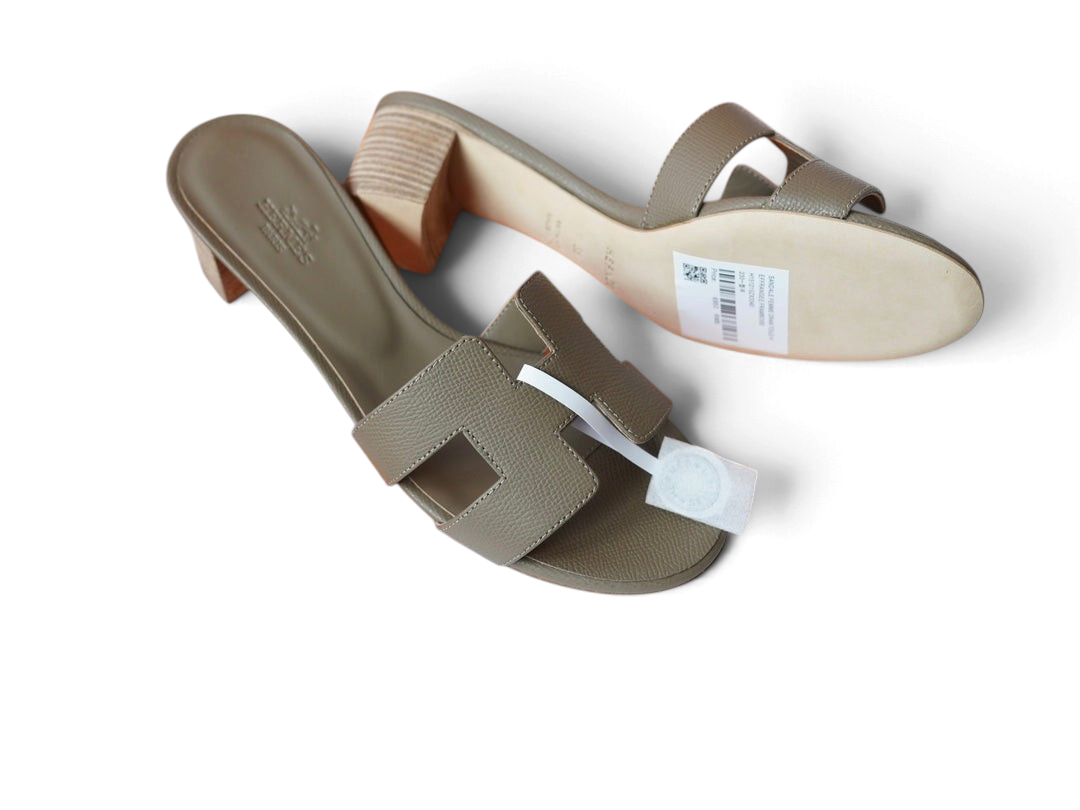 Oasis Epsom Calfskin Heeled Sandals - Stone Grey - View 4