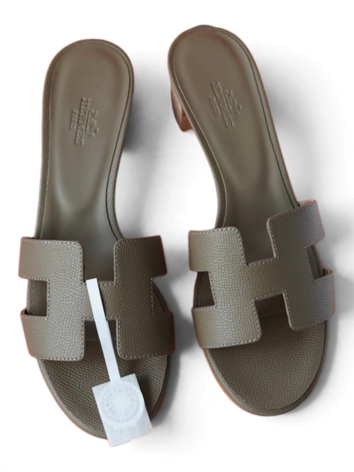 Oasis Epsom Calfskin Heeled Sandals - Stone Grey - View 1