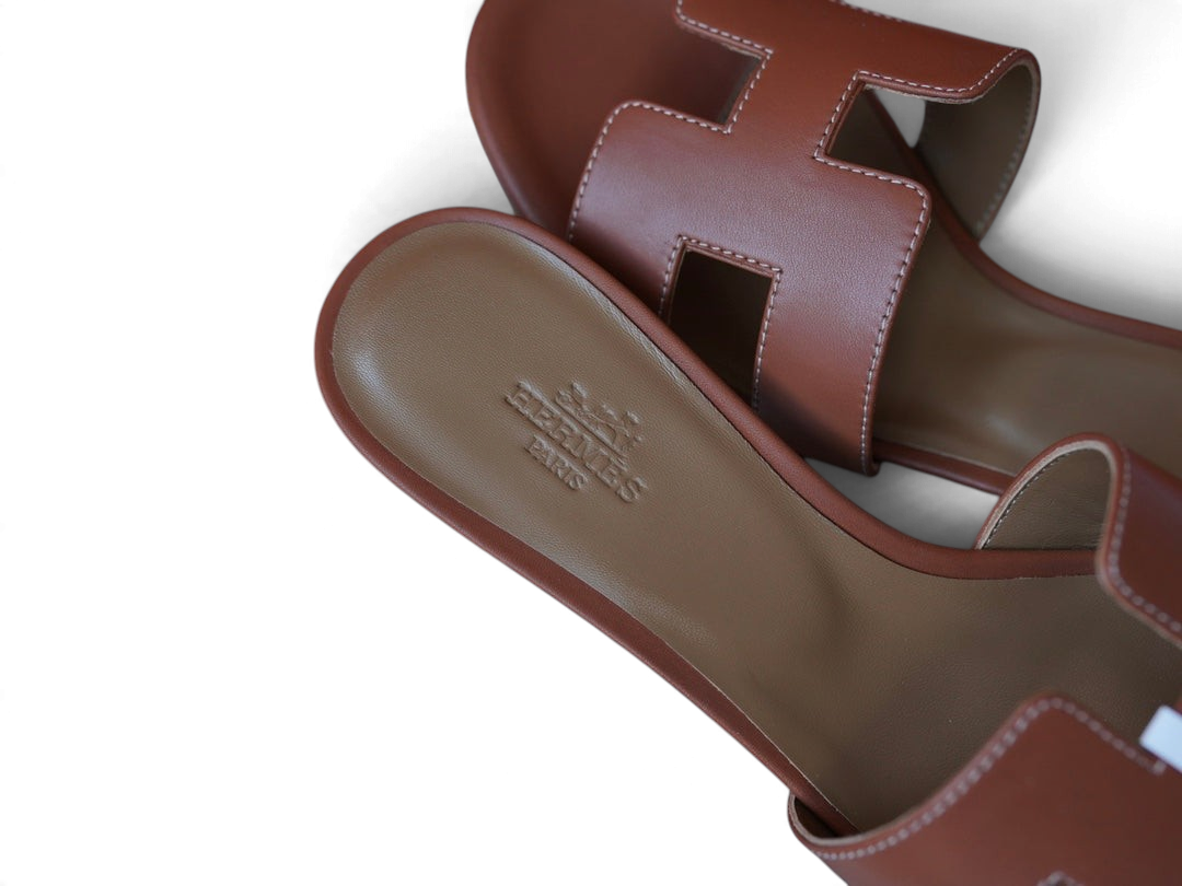 Oasis Box Calfskin Heeled Sandals - Brown - View 5