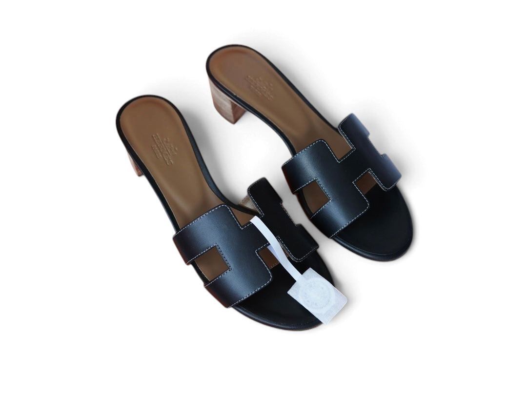 Oasis Box Calfskin Heeled Sandals - Black - View 2