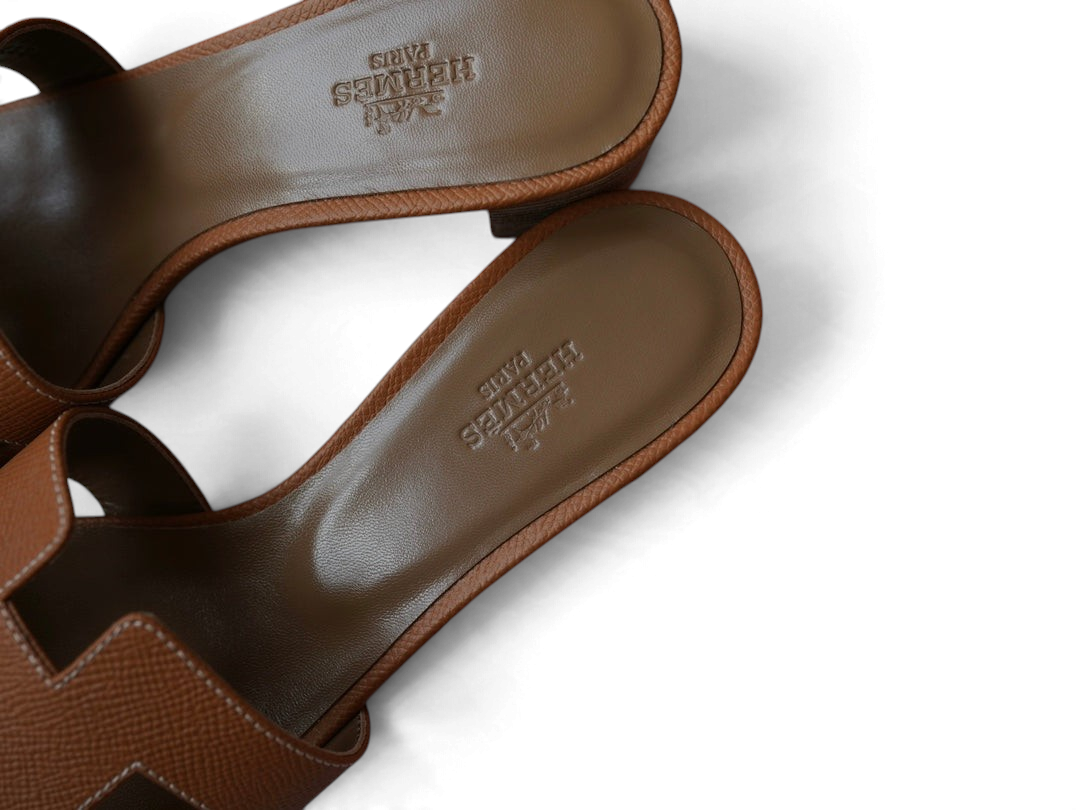Oasis Epsom Calfskin Heeled Sandals - Tan - View 3
