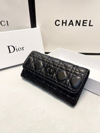 Quilted Leather Long Wallet
