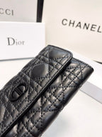 Quilted Leather Long Wallet
