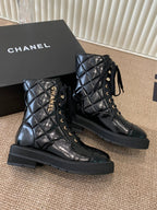 Quilted Patent Leather Ankle Boots