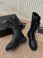 Quilted Leather Combat Boots