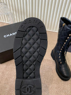 Quilted Leather Combat Boots