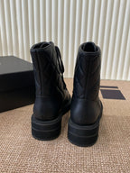 Quilted Leather Combat Boots