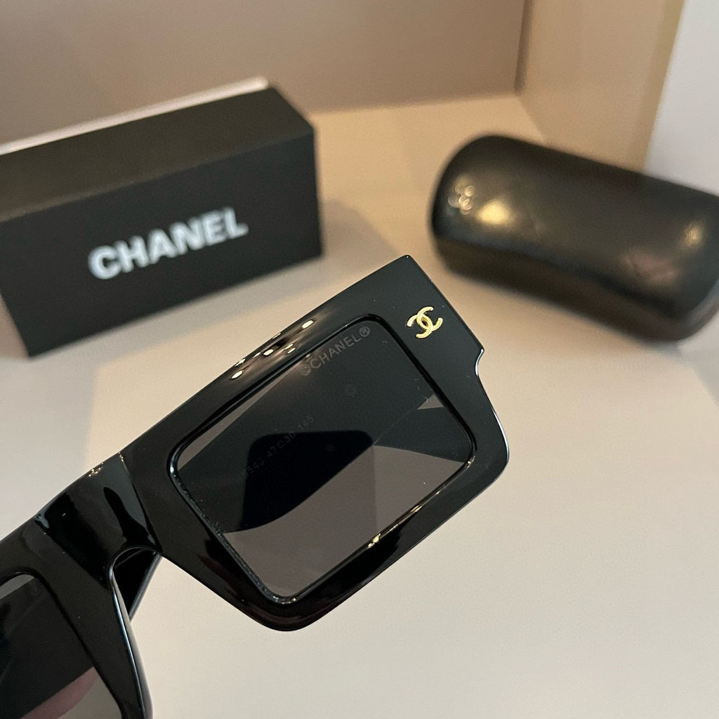 Oversized Square Acetate Sunglasses - Black - View 8