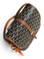 SWORD LUXURY Belvédère II messenger bag in signature Goyardine canvas with brown leather trim and adjustable strap.
