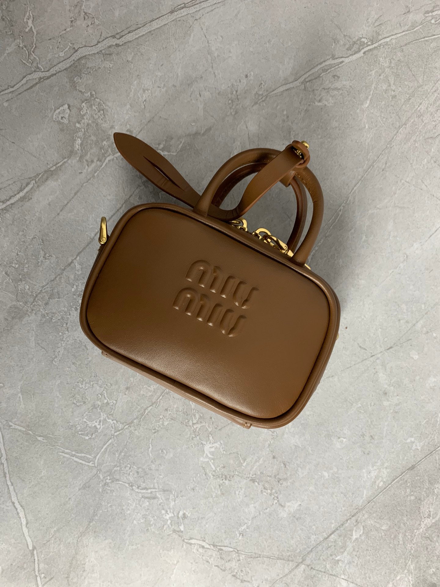 Miu Miu Mini Leather Briefcase Bag in Tan Brown - image 4