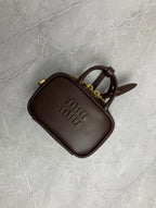 Miu Miu Mini Leather Briefcase Bag in Dark Brown - image 4