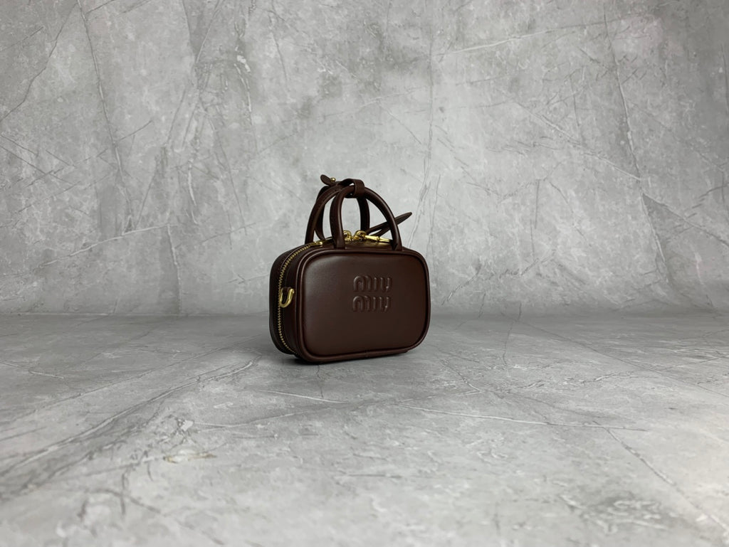 Miu Miu Mini Leather Briefcase Bag in Dark Brown - image 3