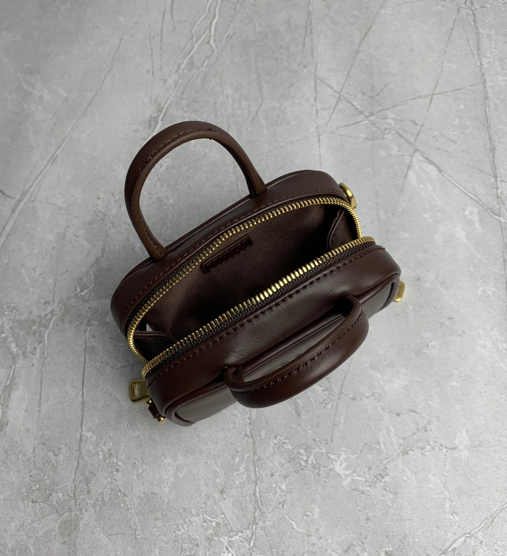 Miu Miu Mini Leather Briefcase Bag in Dark Brown - image 7
