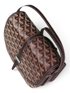 SWORD LUXURY Belvédère II messenger bag in brown Goyardine canvas with leather trim and adjustable shoulder strap.
