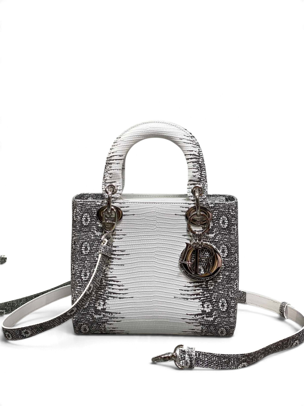 Lizard-Embossed Structured Top Handle Bag 20cm - View 1