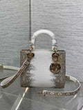 Lizard-Embossed Structured Top Handle Bag 20cm - View 1