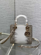 Lizard-Embossed Structured Top Handle Bag 20cm - View 1